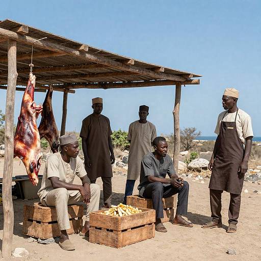 Outdoor Work Scene with African Men