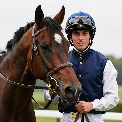 Photorealistic Jockey with Thoroughbred Portrait