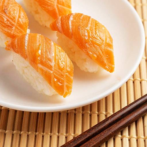 Close-Up of Glossy Orange Sushi