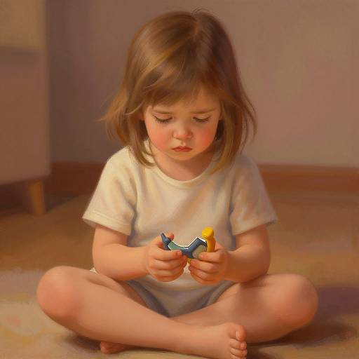 Child With Broken Toy Emotional Portrait