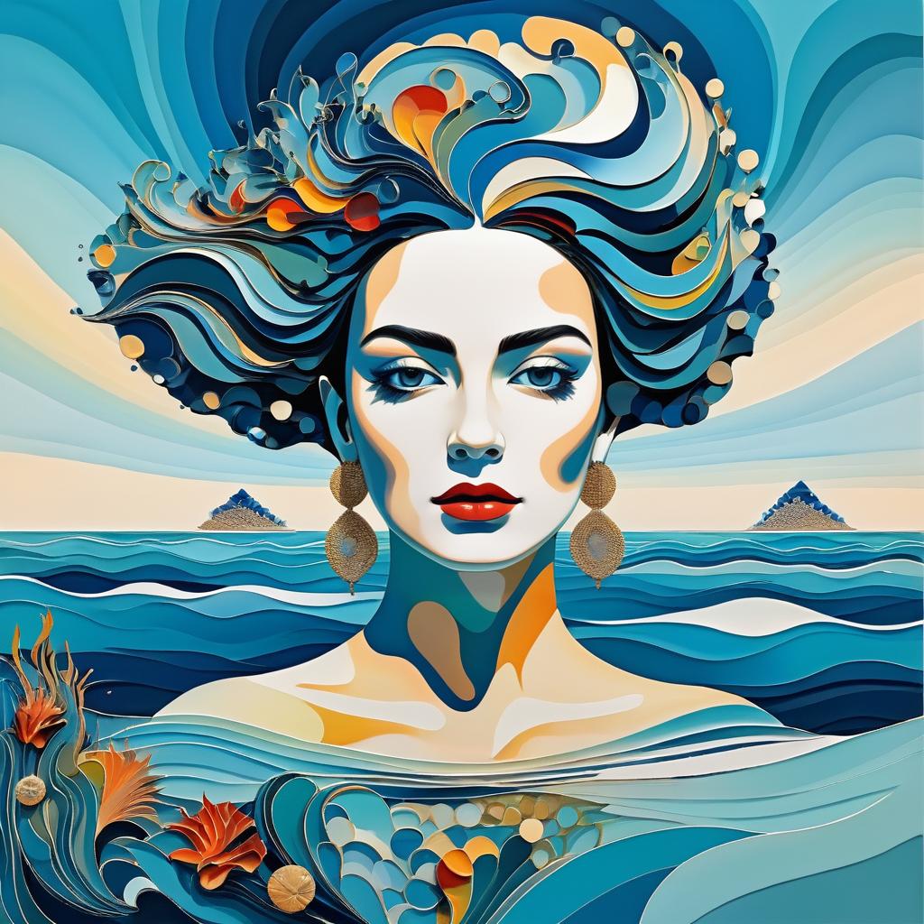 Surreal Abstract Woman in Ocean Landscape