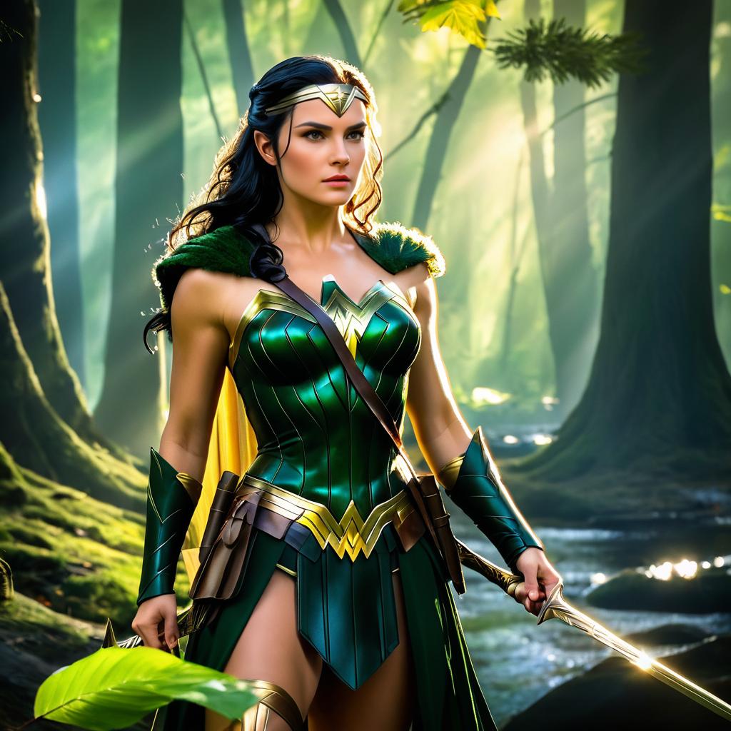 Wonder Woman as Legolas in Fantasy Forest