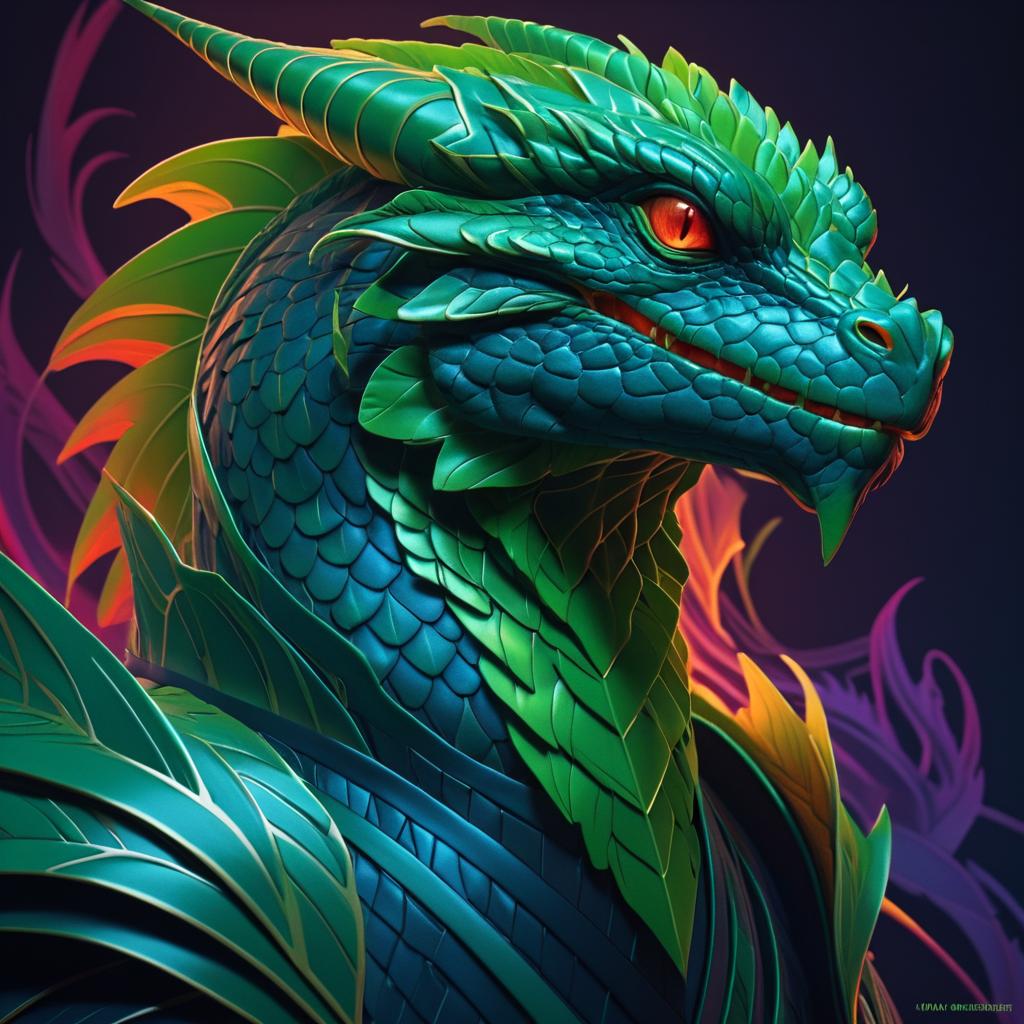 Elegant Retro Portrait of Basilisk Creature