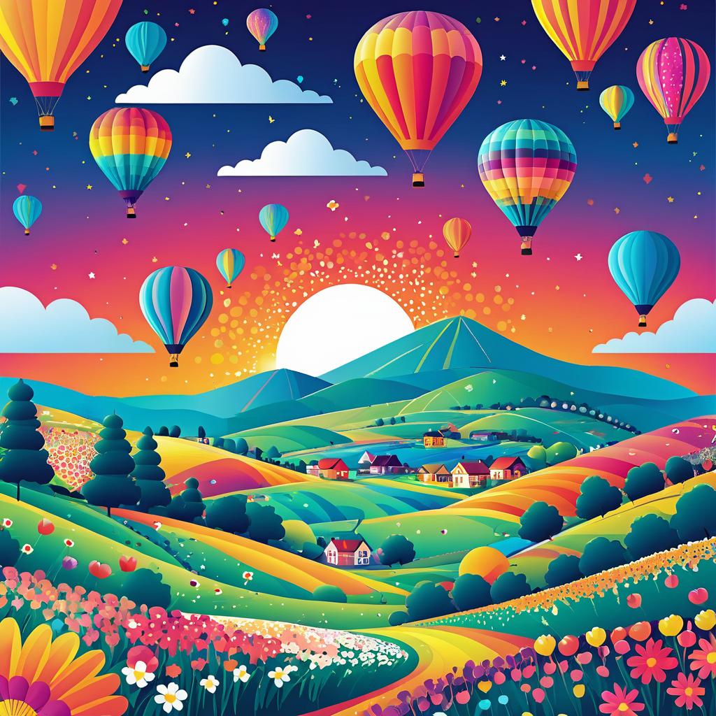 Vibrant Hot Air Balloon Festival Illustration