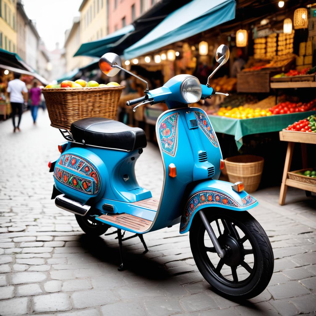 Vintage Moped at Vibrant Street Market