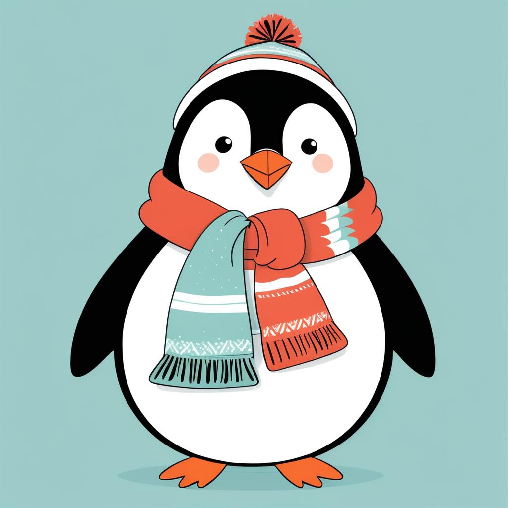 Playful Penguin Art in Gemma Correll Style