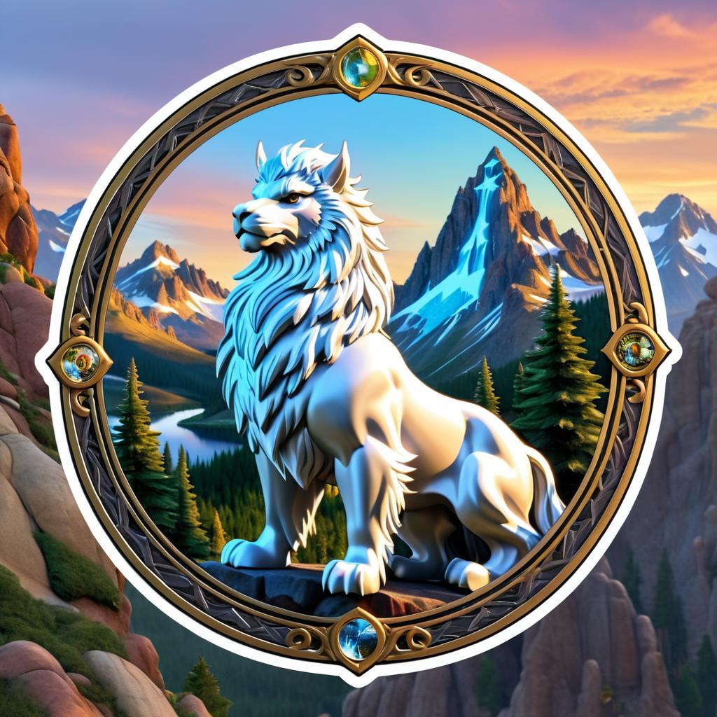 Griffin Sticker in Magical Mountain Scene