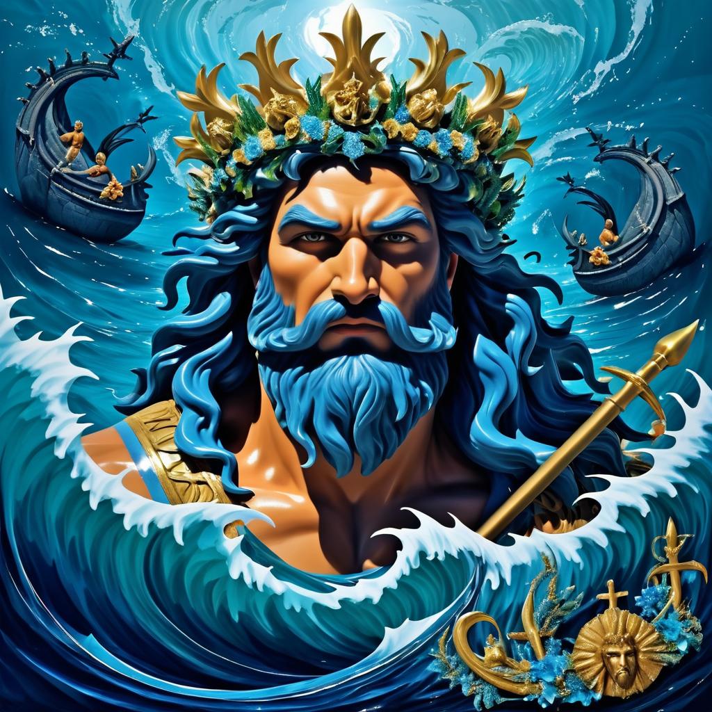 Fierce Poseidon in Realistic Still Life