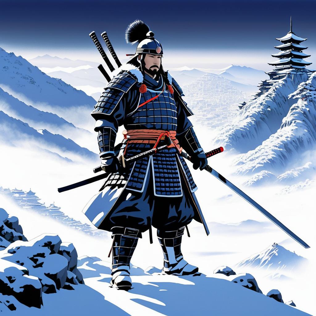 Samurai Sentinel on a Snowy Peak