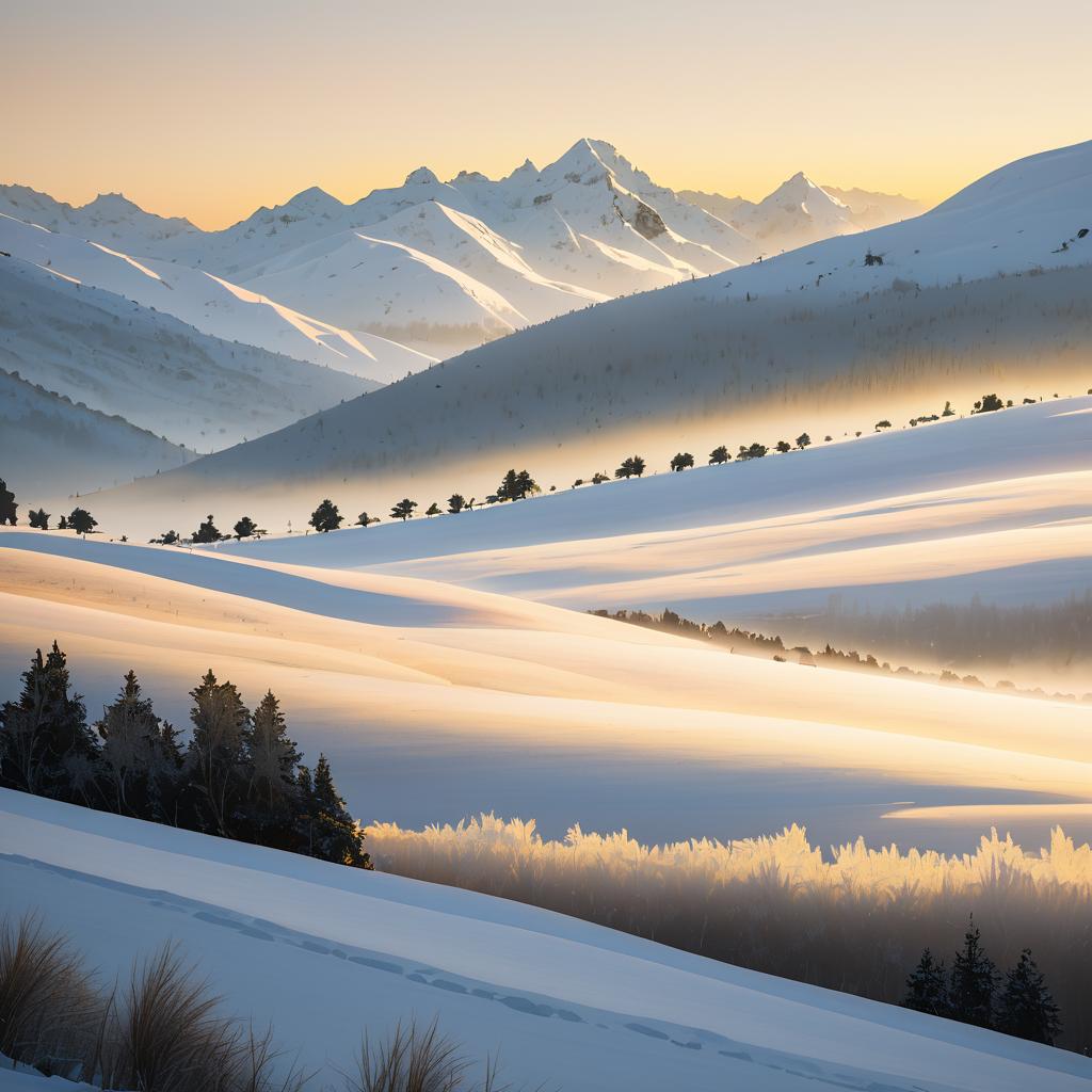 Serene Snowy Plateau at Dawn