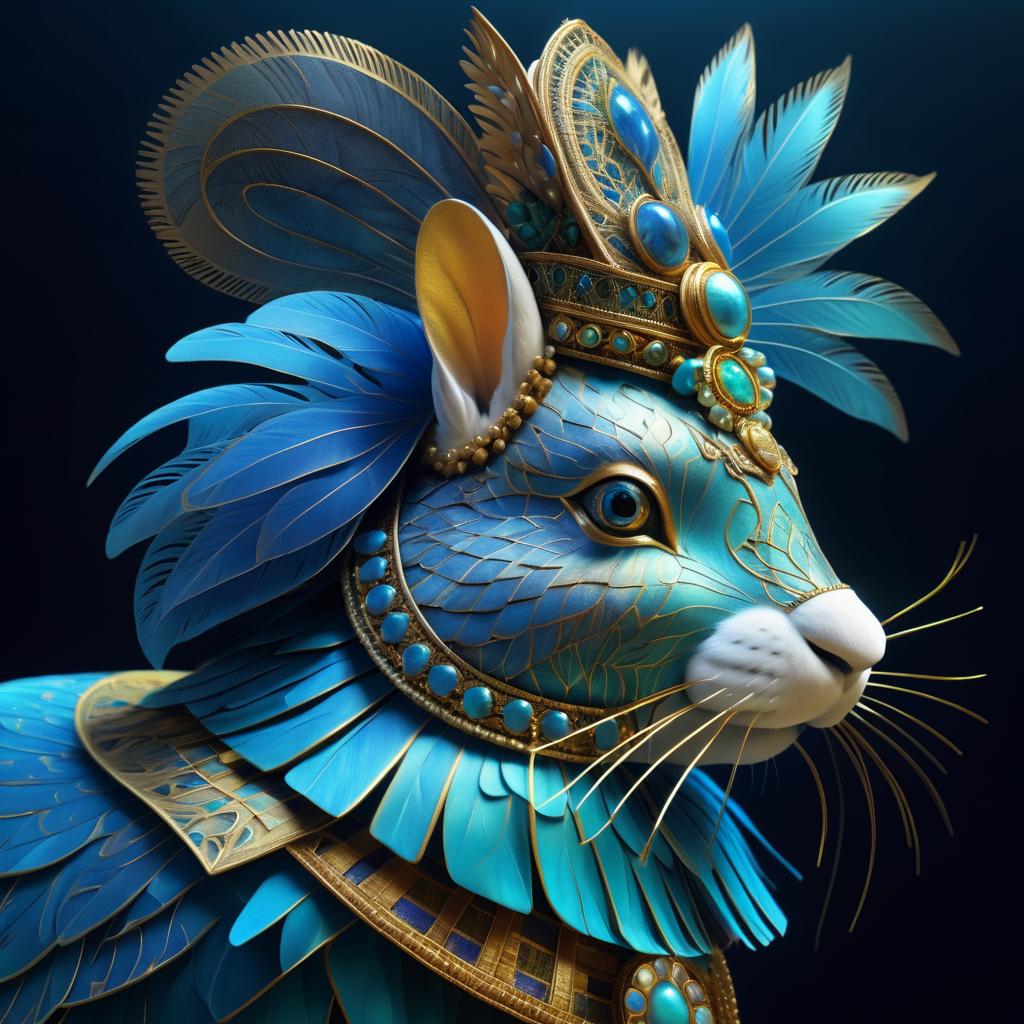 Majestic Rabbit Portrait with Venetian Mask