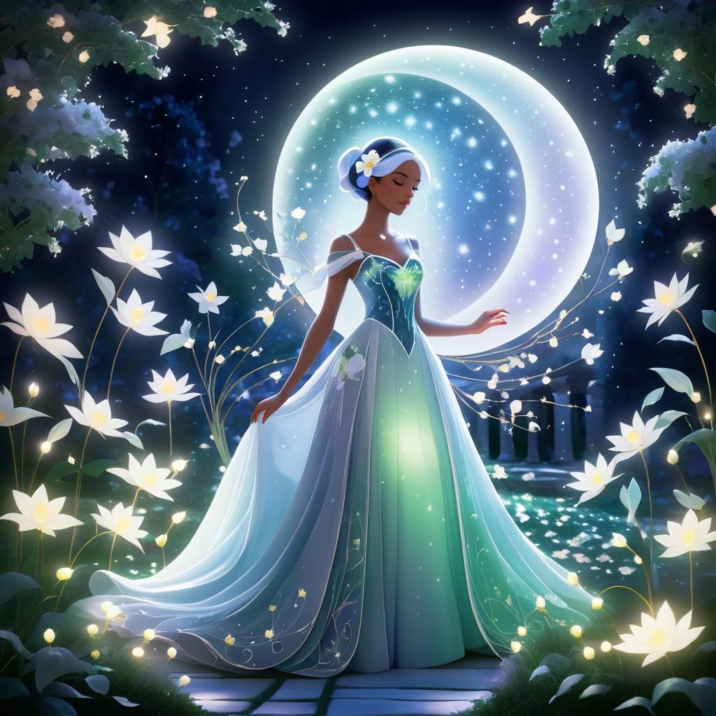 Gardevoir in a Whimsical Moonlit Garden