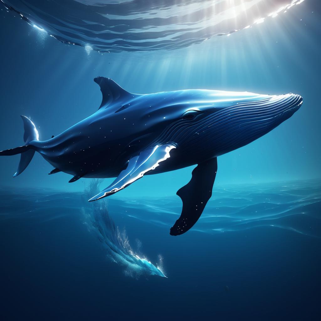 Serene Whale Illustration in Ocean Depths