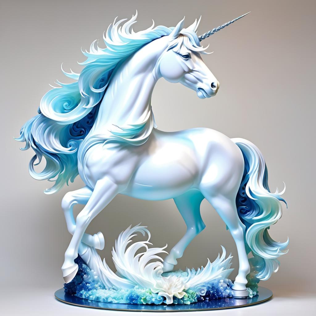 Mythical Unicorn Sculpture in Surreal Style