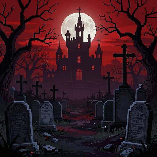 Gothic Halloween Cemetery Scene