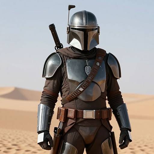 Mandalorian Ready in Desert Scene