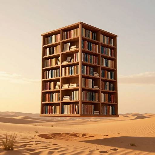 Surreal Floating 3D Desert Library
