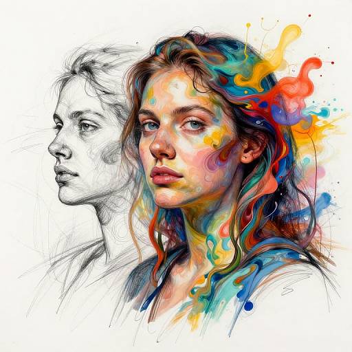 Surreal Artist Merging with Artwork