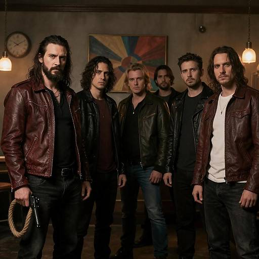 Serious Men in Leather Jackets with Gun and Rope