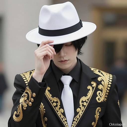 Androgynous Fashion Portrait with Gold Accents