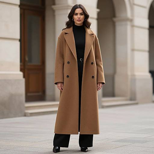 Woman in Brown Maxi Coat