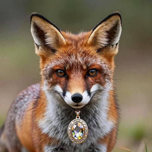 Fox Holding Jewelled Pendant