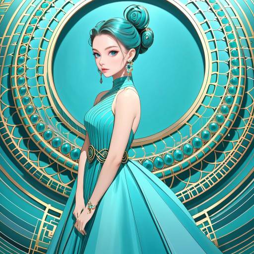 Elegant Damsel in Teal: A Stylish Portrait Elegant Damsel in Teal: A Stylish Portrait