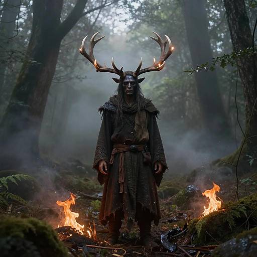 Enchanted Guardian in Misty Forest