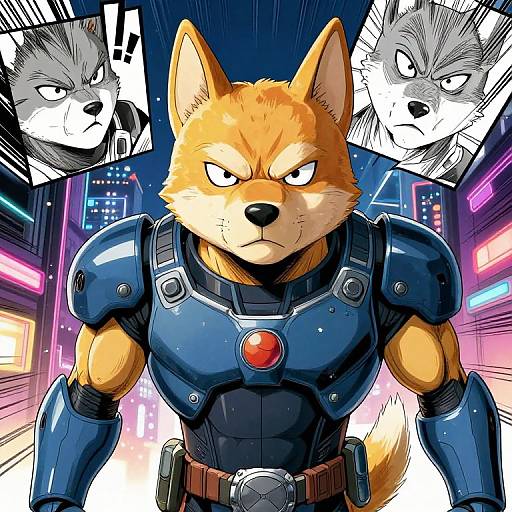 Heroic Mangadog in Futuristic Armor