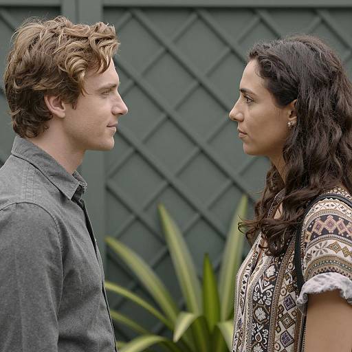 Couple Portrait in Green Lattice Setting