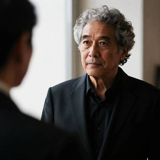 Serious Older Man in Black Suit