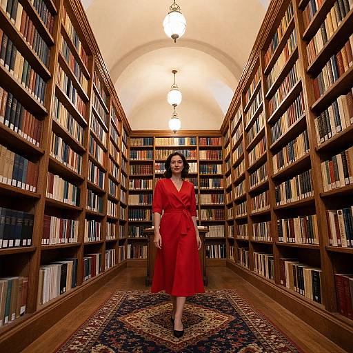 Woman in Red Dress at Admont Abbey