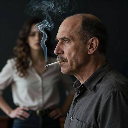 Profile of a Man and Woman in Shadows