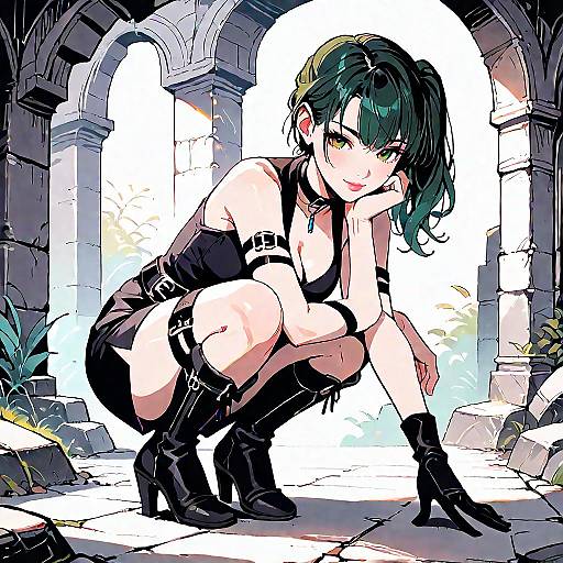 Anime Girl in Dark Dungeon Setting