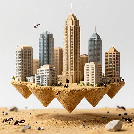 Ants Building Floating Sand Skyscrapers