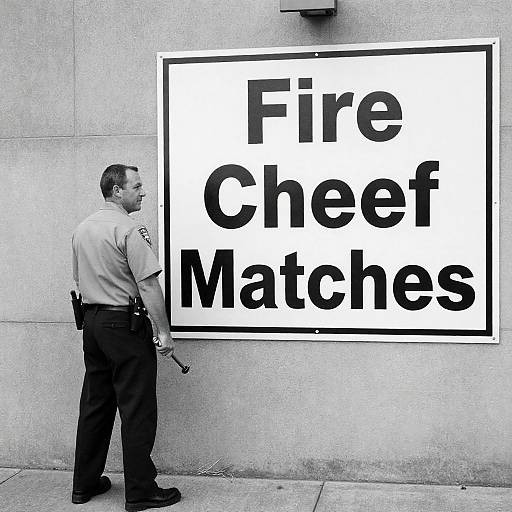Fire Chief Matches: A Black-and-White Portrait