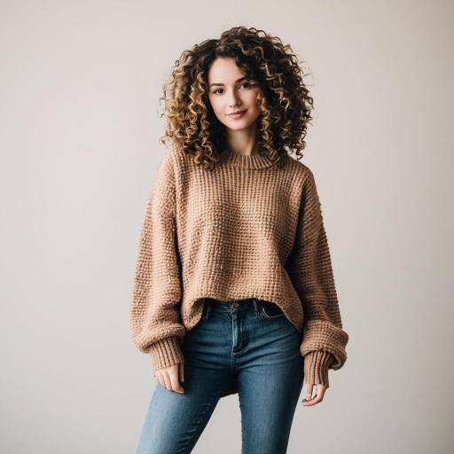 Young Woman in Earth Tone Sweater and Skinny Jeans