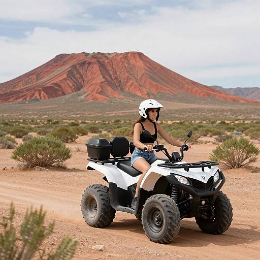 Woman Riding Quad Bike in Desert