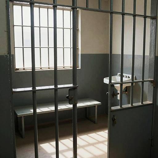 Realistic Jail Cell Interior with Sunlight