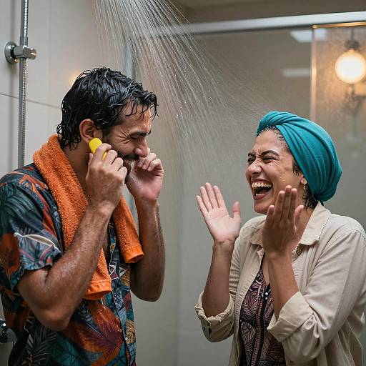 Joyful Shower Scene with Colorful Characters
