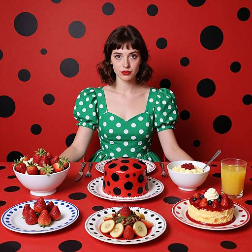 Vibrant Polka-Dot Feast Scene