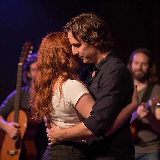 Intimate Dance Under Colorful Lights