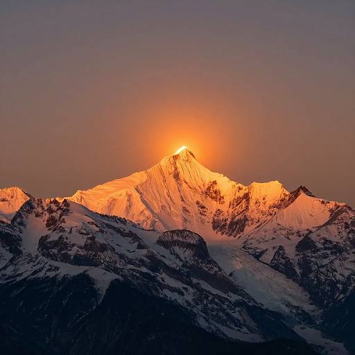 Sunset Over Snow-Capped Mountains