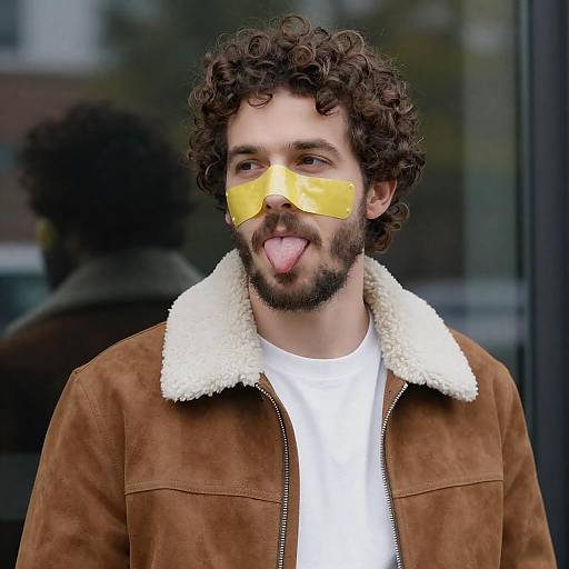 Playful Man with Brown Hair and Beard