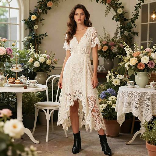 Bohemian Lace Dress in Garden Tea Room