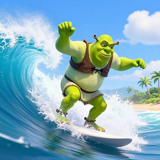 Shrek Surfing Tropical Wave Adventure