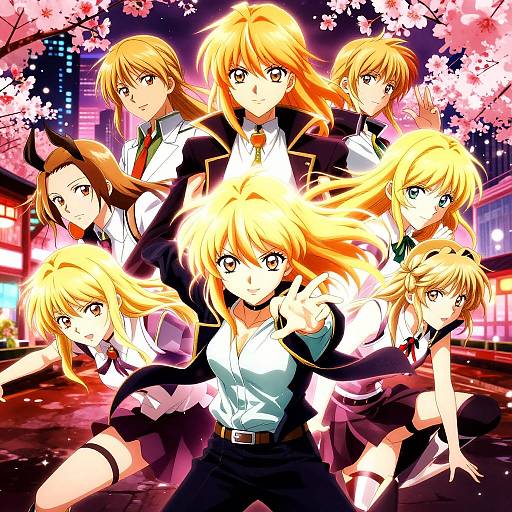 Vibrant Anime Group with Magical Aura