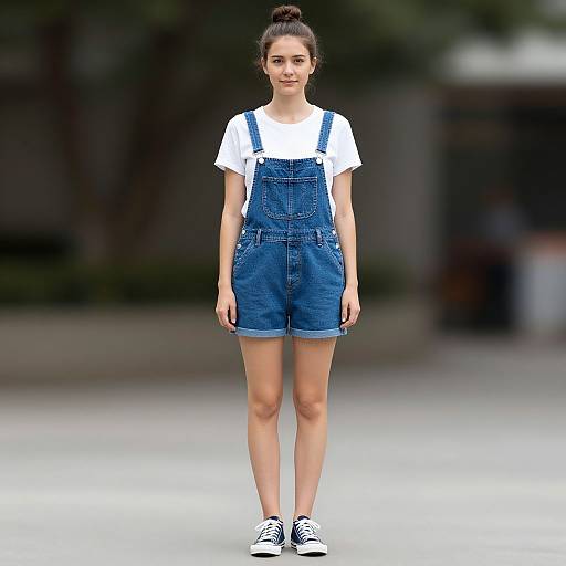 Photorealistic Woman in Denim Overalls