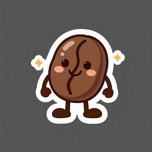 Cute Smiling Coffee Beans Logo