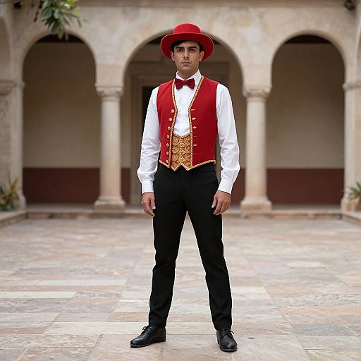 Male Spanish Dancer in Red Costume